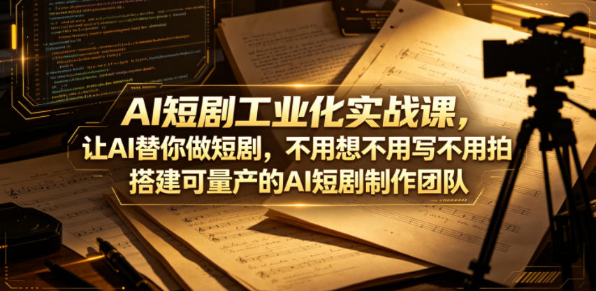 AI短剧工业化实战课，让AI替你做短剧，不用想不用写不用拍，搭建可量产的AI短剧制作团队-AI学习库