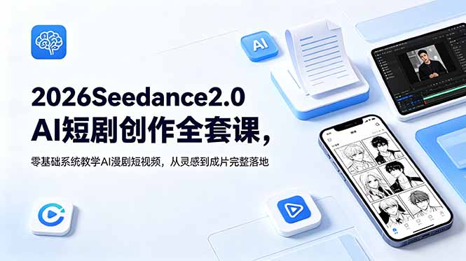 2026Seedance2.0AI短剧创作全套课，零基础系统教学AI漫剧短视频，从灵感到成片完整落地-AI学习库
