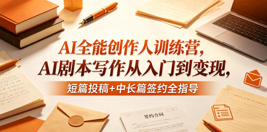 AI全能创作人训练营，AI剧本写作从入门到变现，短篇投稿+中长篇签约全指导-AI学习库