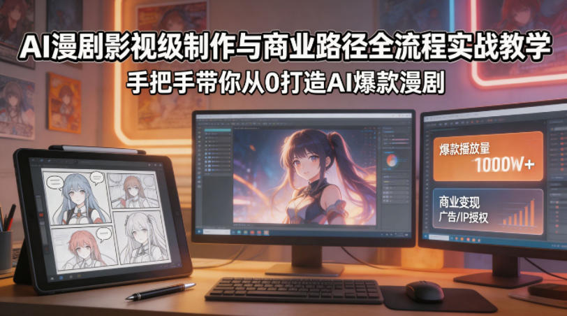 AI漫剧影视级制作与商业路径全流程实战教学，手带你从0打造AI爆款漫剧-AI学习库
