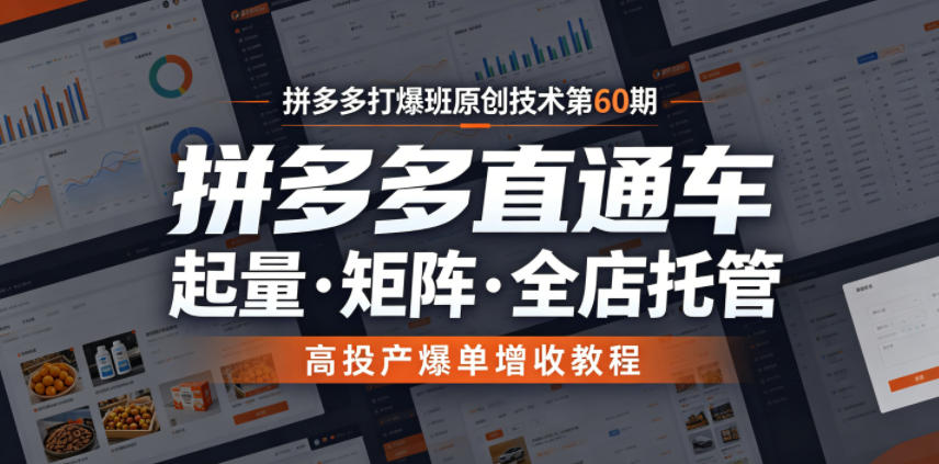 拼多多打爆班原创技术第60期，拼多多直通车，起量・矩阵・全店托管，高投产爆单增收教程-AI学习库