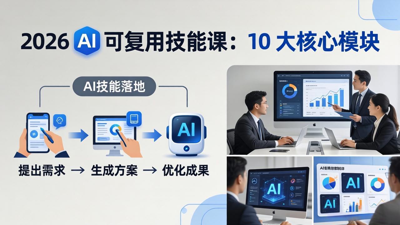 2026AI可复用技能-4月新课：10大核心模块，手把手教你把AI用进工作、产出成果-AI学习库