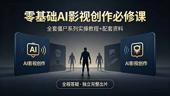 零基础AI影视创作必修课，全套僵尸系列实操教程加配套资料，全程答疑带你独立完整出片-AI学习库