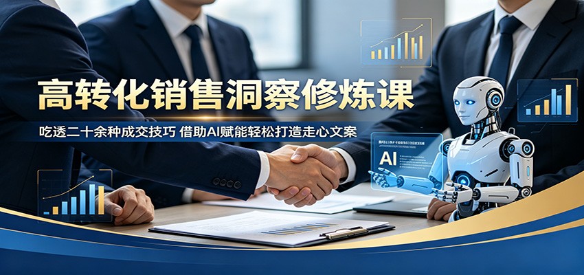 高转化销售洞察修炼课：吃透二十余种成交技巧，借助AI赋能轻松打造走心文案-AI学习库