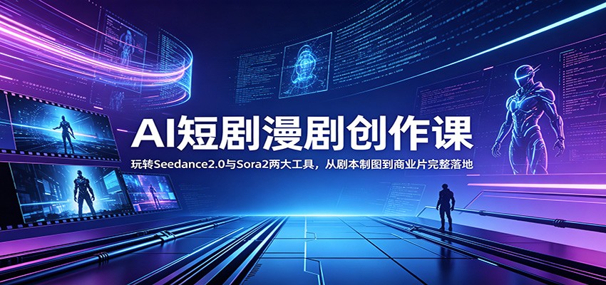 AI短剧漫剧创作课：玩转Seedance2.0与 Sora2两大工具，从剧本制图到商业片完整落地-AI学习库