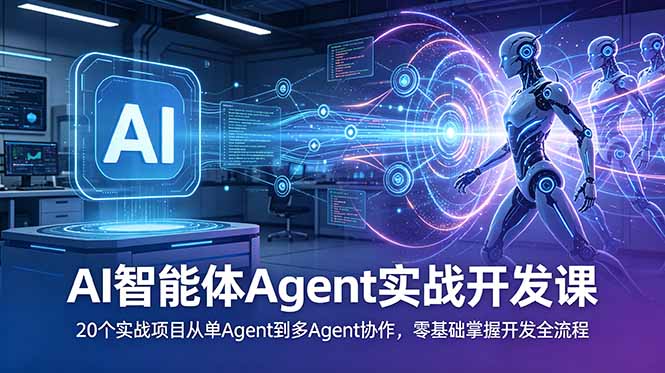 AI智能体Agent实战开发课：20个实战项目从单Agent到多Agent协作，零基础掌握开发全流程-AI学习库