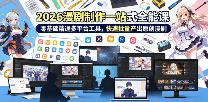 2026 AI漫剧制作一站式全能课，零基础精通多平台工具，快速批量产出原创漫剧-AI学习库