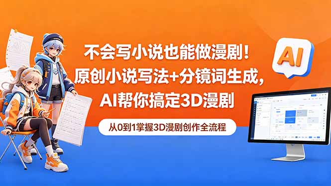 不会写小说也能做漫剧！原创小说写法+分镜词生成，AI帮你搞定3D漫剧-AI学习库