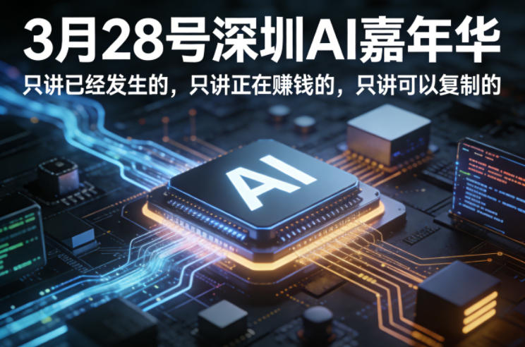 3月28号深圳AI嘉年华，只讲已经发生的，只讲正在賺钱的，只讲可以复制的-AI学习库
