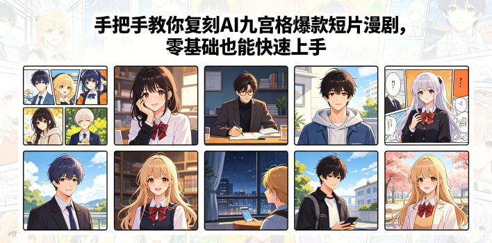 手把手教你复刻AI九宫格爆款短片漫剧，零基础也能快速上手-AI学习库