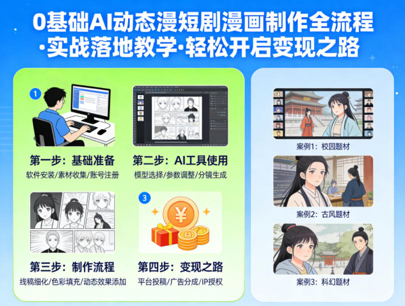 0基础AI动态漫短剧漫画制作全流程，实战落地教学，轻松开启变现之路-AI学习库
