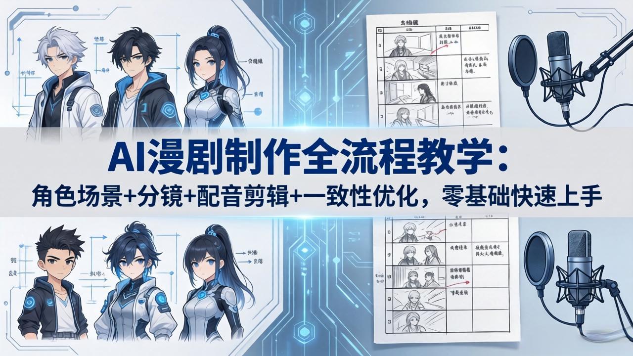 AI漫剧制作全流程教学：角色场景+分镜+配音剪辑+一致性优化，零基础快速上手-AI学习库