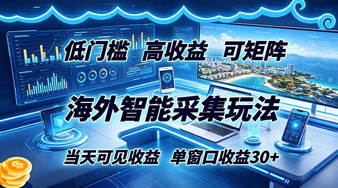 海外智能采集玩法，低门槛高单价可矩阵，当天可见收益，单窗口30+-AI学习库