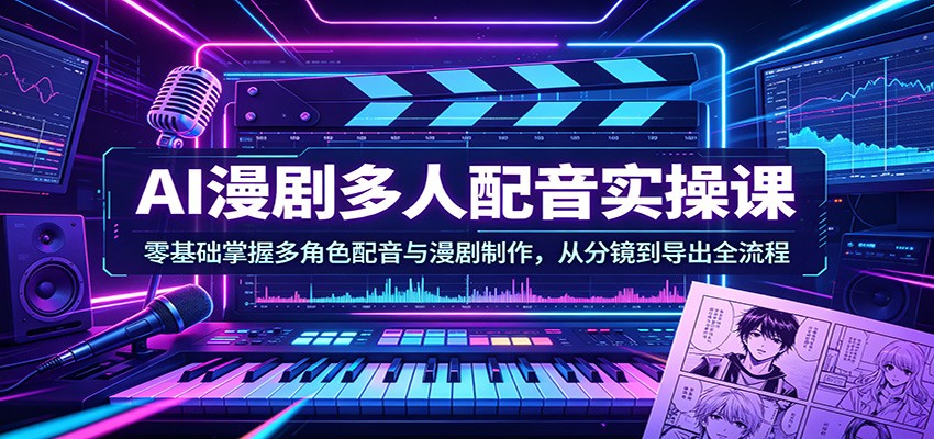 AI漫剧多人配音实操课：零基础掌握多角色配音与漫剧制作，从分镜到导出全流程-AI学习库