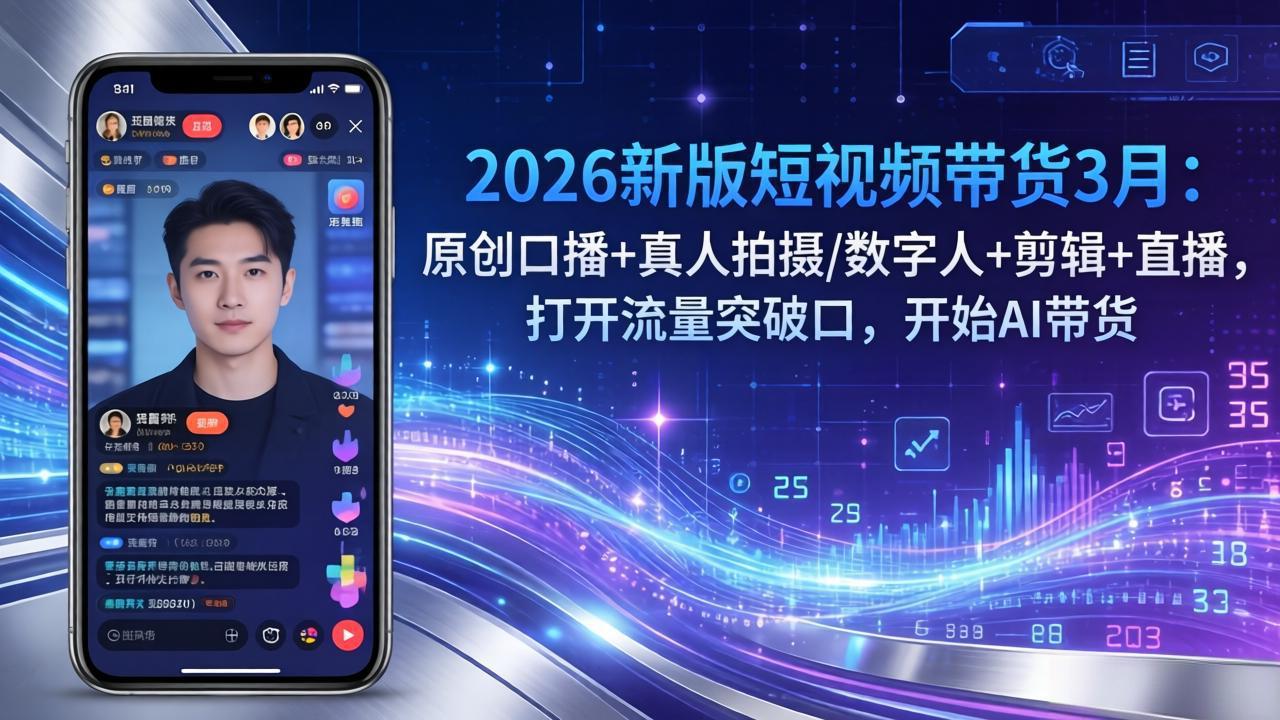 2026新版短视频带货3月：原创口播+真人拍摄/数字人+剪辑+直播，打开流量突破口，开始AI带货-AI学习库