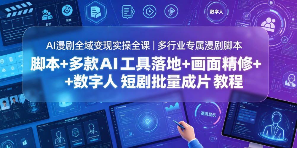 AI漫剧全域变现实操全课｜多行业专属漫剧脚本+多款AI工具落地+画面精修+数字人短剧批量成片全教程-AI学习库