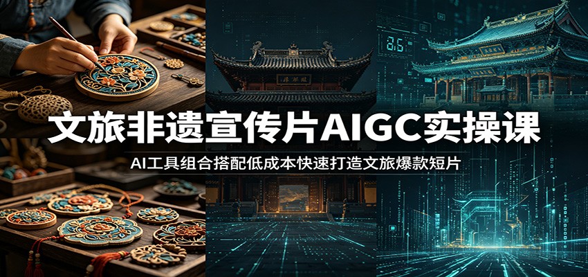文旅非遗宣传片AIGC实操课：AI工具组合搭配低成本快速打造文旅爆款短片-AI学习库