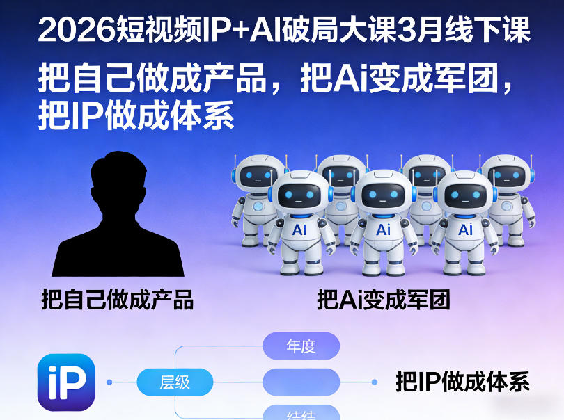 2026短视频IP+AI破局大课3月线下课，把自己做成产品，把Ai变成军团，把IP做成体系-AI学习库