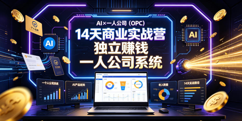 AI×一人公司(OPC)14天商业实战营，用AI帮你搭建一个属于你自己的、能独立賺钱的一人公司系统-AI学习库