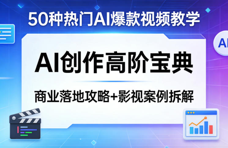 50种热门AI爆款视频教学，AI创作高阶宝典，商业落地攻略+影视案例拆解-AI学习库