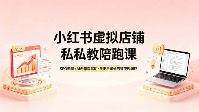 小红书虚拟店铺私教陪跑课，SEO流量+AI创作双驱动，手把手跑通店铺变现闭环-AI学习库