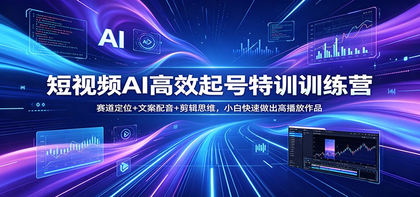 短视频AI高效起号特训训练营：赛道定位+文案配音+剪辑思维，小白快速做出高播放作品-AI学习库