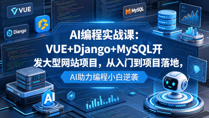 AI编程实战课：VUE+Django+MySQL开发大型网站项目，从入门到项目落地，AI助力编程小白逆袭-AI学习库