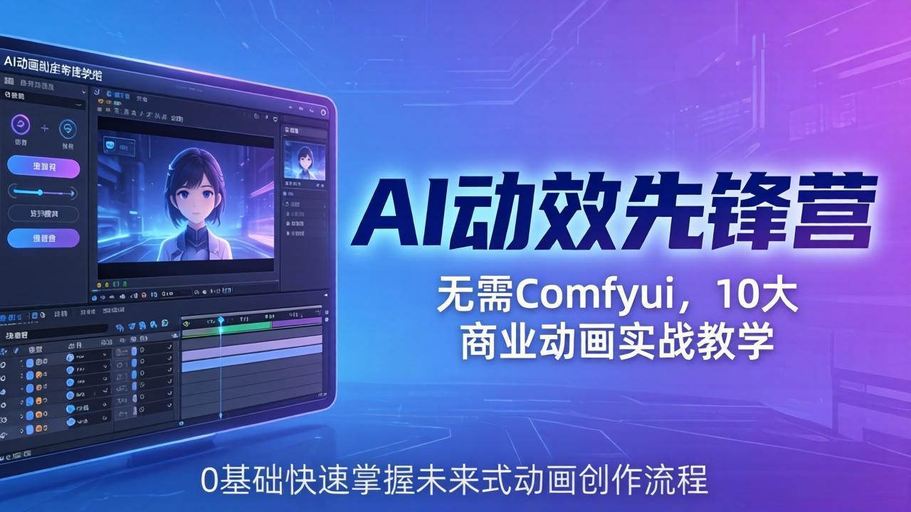 AI 动效先锋营：无需Comfyui，10大商业动画实战教学，0基础快速掌握未来式动画创作流程-AI学习库