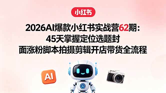 （18606期）2026AI爆款小红书实战营62期：45天掌握定位选题封面涨粉脚本拍摄剪辑开店带货全流程-AI学习库