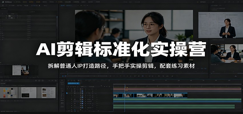 AI剪辑标准化实操营：拆解普通人IP打造路径，手把手实操剪辑，配套练习素材-AI学习库