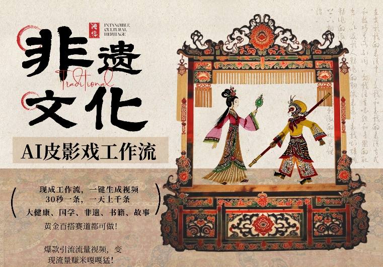 AI一键生成民俗文化非遗皮影戏视频，一刀不剪无需剪辑，30S一条，一天上百条，流量财富嘎嘎猛-AI学习库