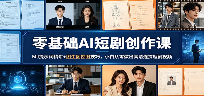 零基础AI短剧创作课：MJ提示词精讲+图生图控图技巧，小白从零做出高清连贯短剧视频-AI学习库