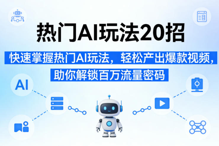 热门AI玩法20招，快速掌握热门AI玩法，轻松产出爆款视频，助你解锁百万流量密码-AI学习库