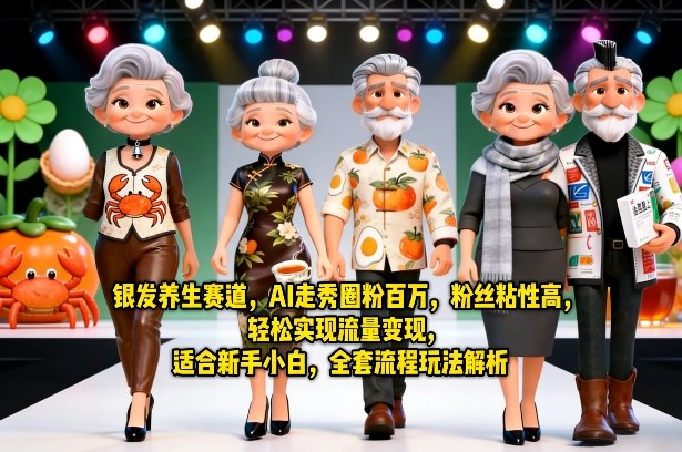 银发养生赛道，AI走秀圈粉百万，粉丝粘性高，轻松实现流量变现，适合新手小白，全套流程玩法解析-AI学习库