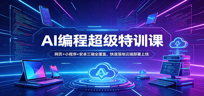 AI编程超级特训课：网页+小程序+安卓三端全覆盖，快速落地云端部署上线-AI学习库