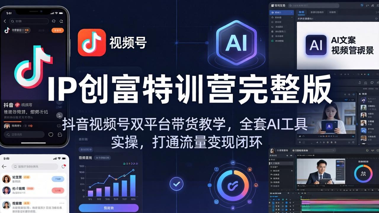 IP创富特训营完整版：抖音视频号双平台带货教学，全套AI工具实操，打通流量变现闭环-AI学习库