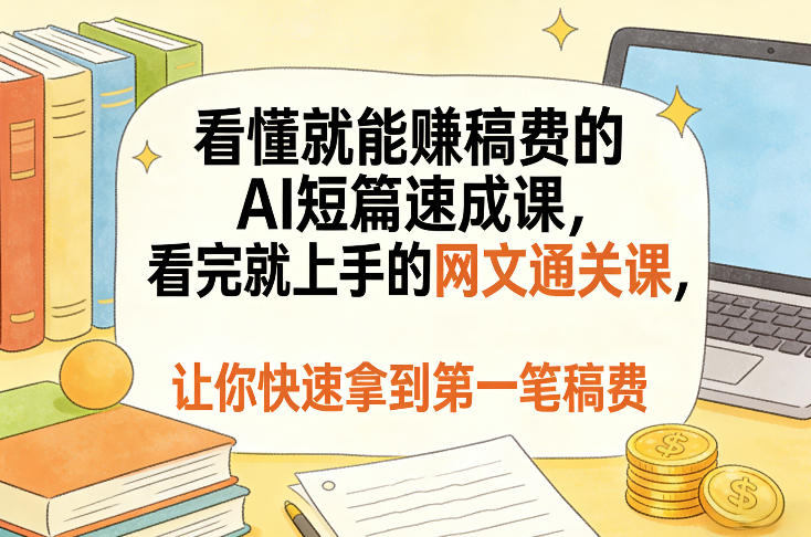 看懂就能賺稿费的AI短篇速成课，看完就上手的网文通关课，让你快速拿到第一笔稿费(更新4月)-AI学习库