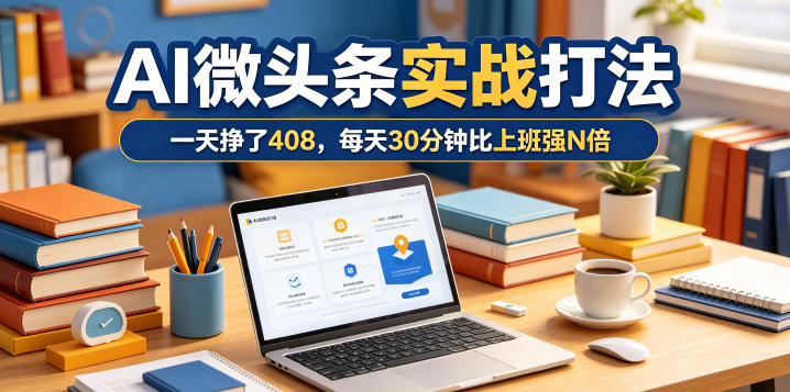 一天挣了408，AI微头条实战打法，每天30分钟比上班强N倍-AI学习库