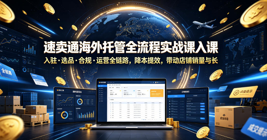 速卖通海外托管全流程实战课入驻・选品・合规・运营全链路，降本提效，带动店铺销量与收益增长-AI学习库