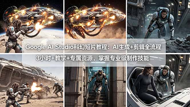 Google AI Studio科幻短片教程：AI生成+剪辑全流程，3小时+教学+专属资源，掌握专业级制作技能-AI学习库