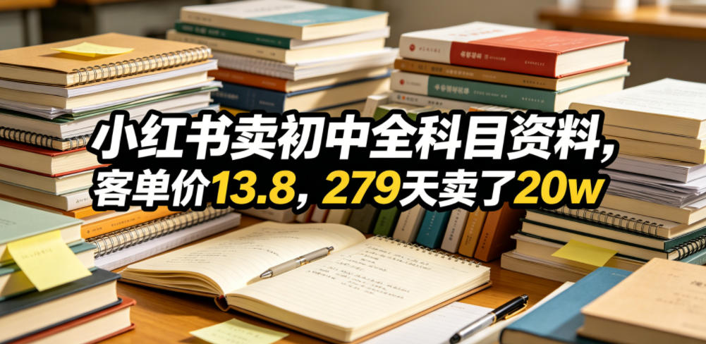 小红书卖初中全科目资料，客单价13.8，279天卖了20w-AI学习库