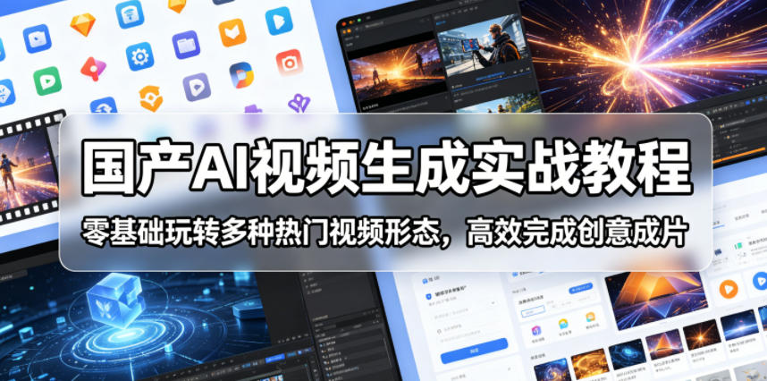 国产AI视频生成实战教程，零基础玩转多种热门视频形态，高效完成创意成片-AI学习库
