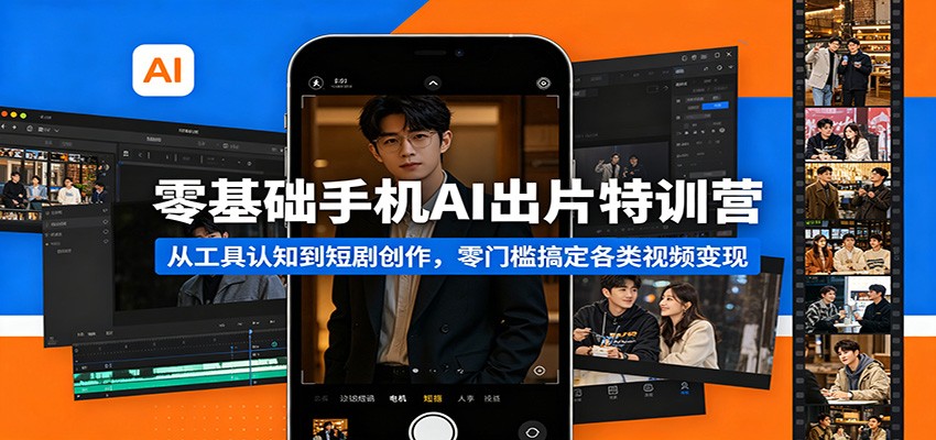零基础手机AI出片特训营：从工具认知到短剧创作，零门槛搞定各类视频变现-AI学习库