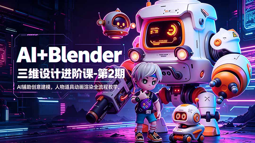 AI+Blender三维设计进阶课-第2期：AI辅助创意建模，人物道具动画渲染全流程教学-AI学习库