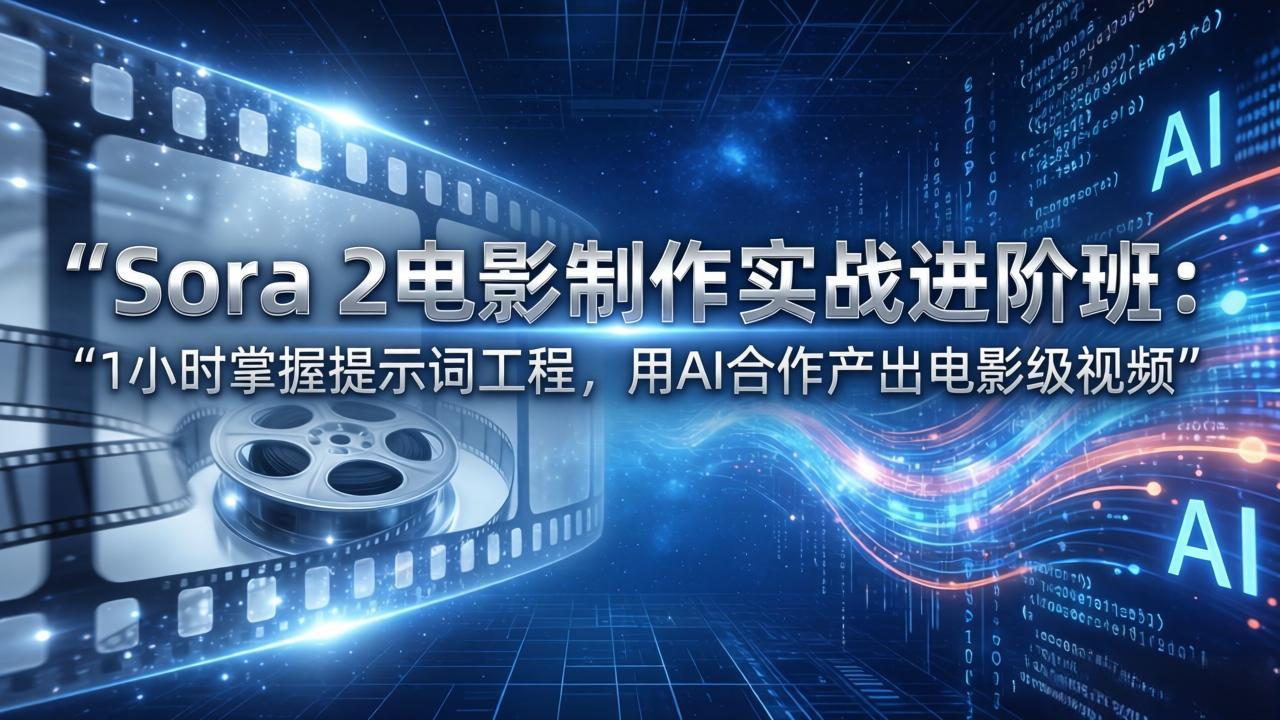 Sora 2电影制作实战进阶班：1小时掌握提示词工程，用AI合作产出电影级视频-AI学习库
