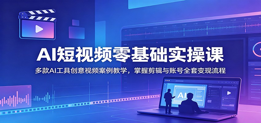 AI短视频零基础实操课：多款AI工具创意视频案例教学，掌握剪辑与账号全套变现流程-AI学习库