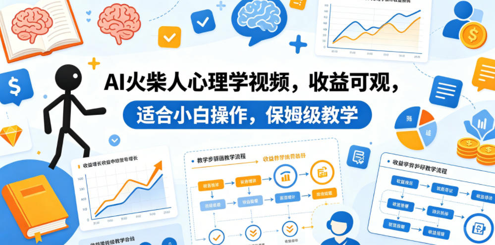 AI火柴人心理学视频，收益可观，适合小白操作，保姆级教学-AI学习库
