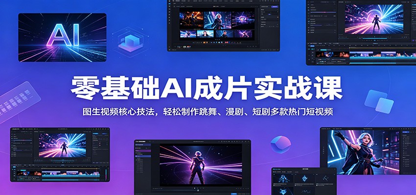 零基础AI成片实战课：图生视频核心技法，轻松制作跳舞、漫剧、短剧多款热门短视频-AI学习库