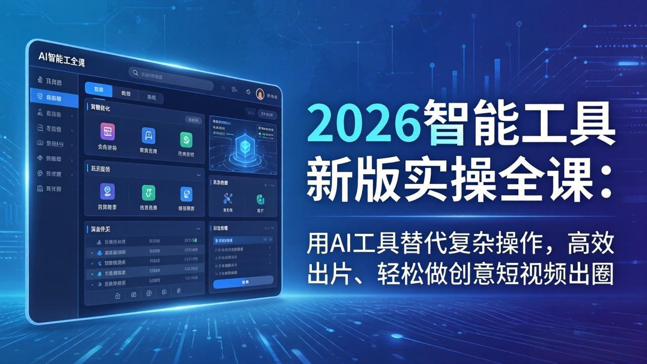 2026智能工具新版实操全课：用AI工具替代复杂操作，高效出片、轻松做创意短视频出圈-AI学习库
