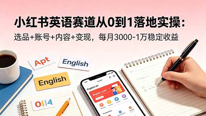（18771期）小红书英语赛道从0到1落地实操：选品+账号+内容+变现，每月3000-1万稳定收益-AI学习库